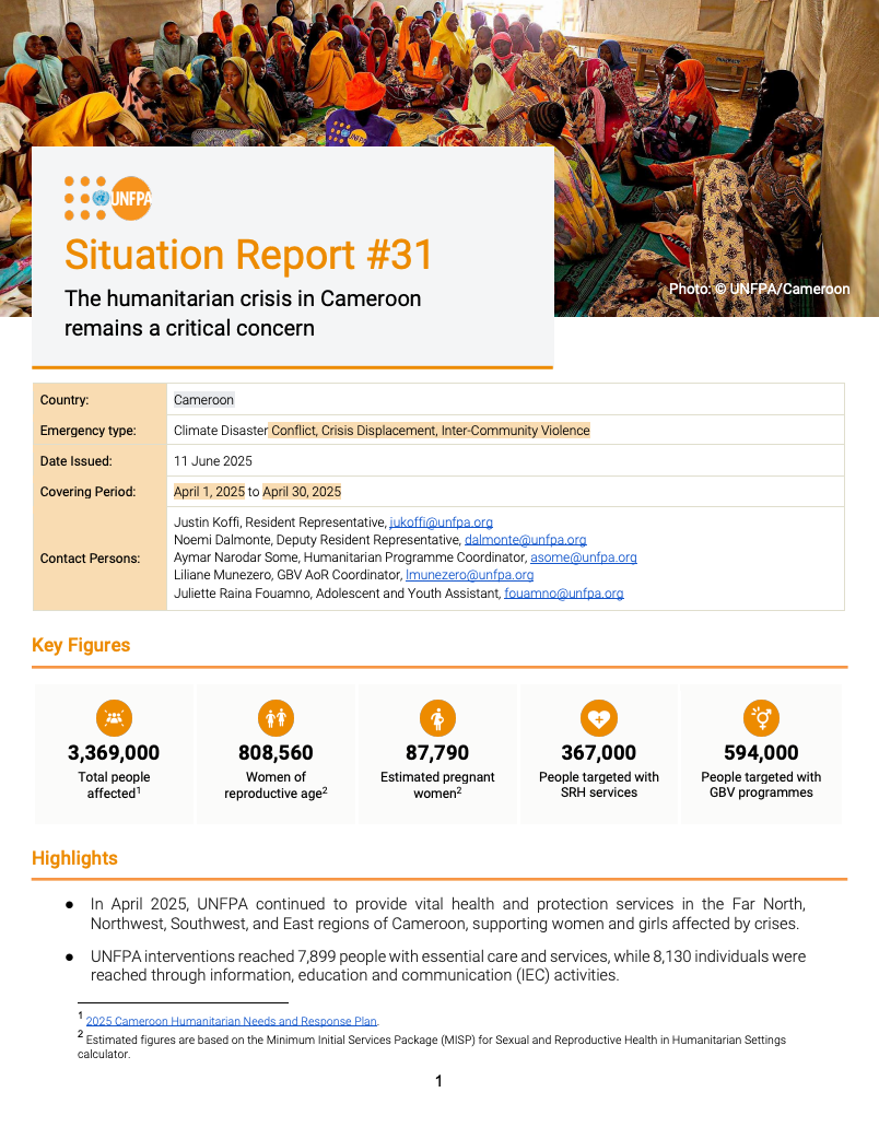 Cameroon Situation Report #31 - April 2025