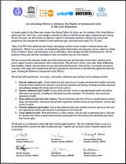 Accelerating Efforts to Advance the Rights of Adolescent Girls: A UN Joint Statement