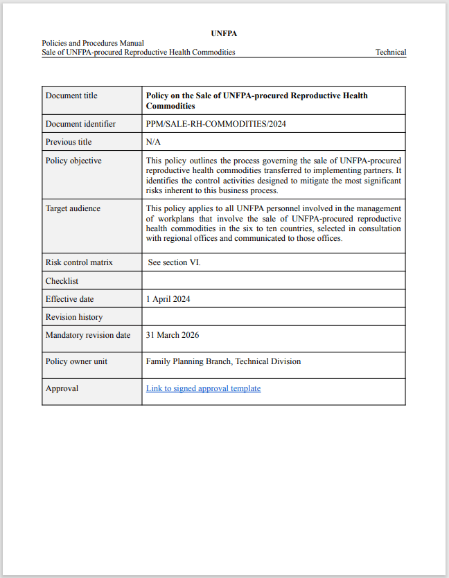 Resource cover image showing policy cover page