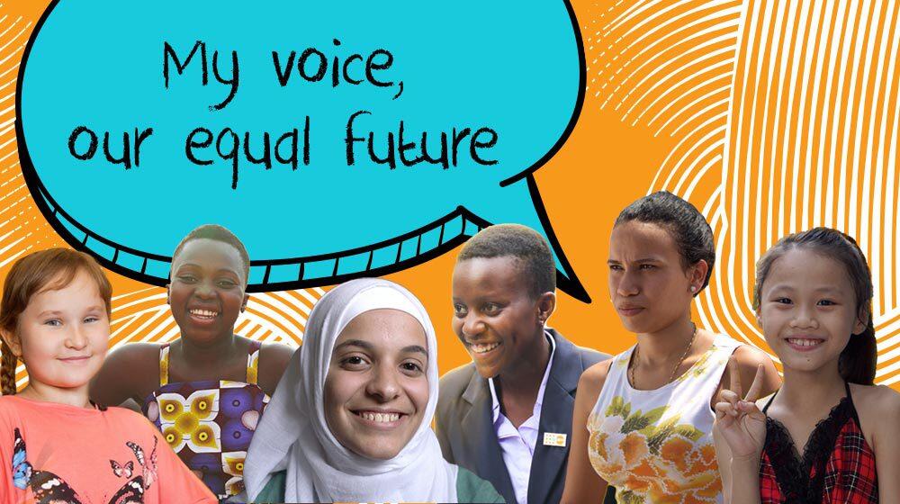 Young girls smiling. 